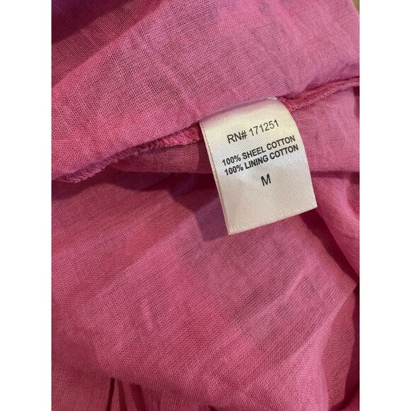 Caroline Constas womens Cotton Midi Dress sz Medium Pink Floral Smocked Tie Back - Picture 6 of 7